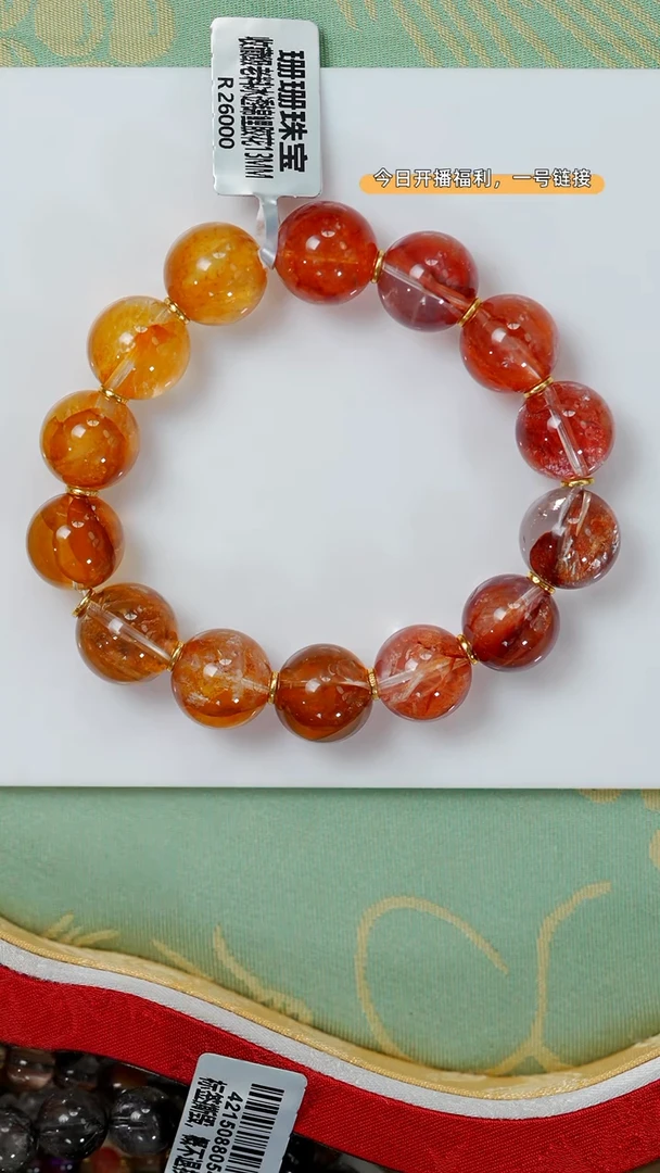 【闪购商品】水晶手串未镶嵌高货红胶花单圈13MM