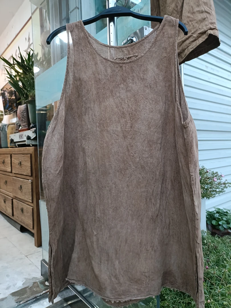 植物染色麻背心（衣长75厘米胸围120厘米）