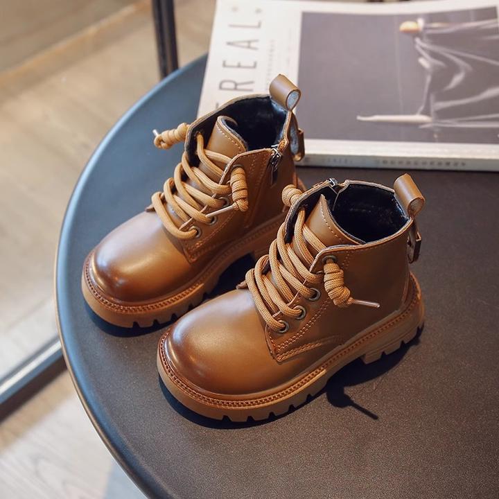 小黄鸭男童马丁靴秋季儿童靴子女童冬季鞋子宝宝秋冬皮靴棉鞋皮鞋