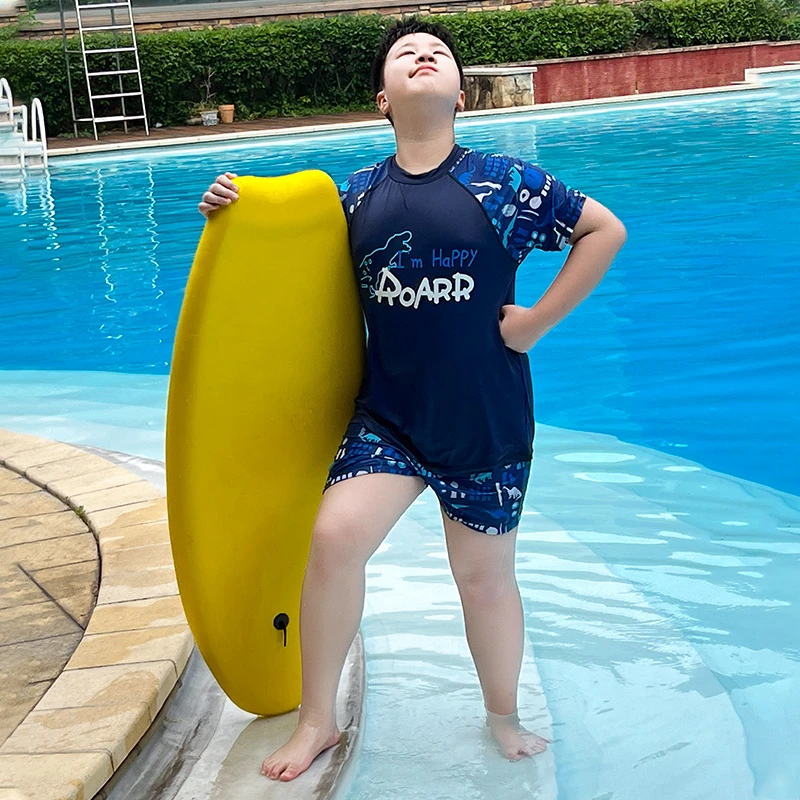 胖男孩加肥加大分体泳衣泳裤套装游泳衣弹力大码中大童夏E2TZ1480