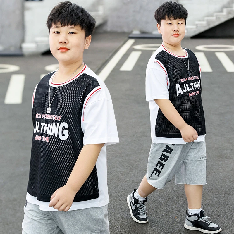 胖童短袖男童装T恤加肥加大码夏装棉宽松男孩子中大童C2TX4601