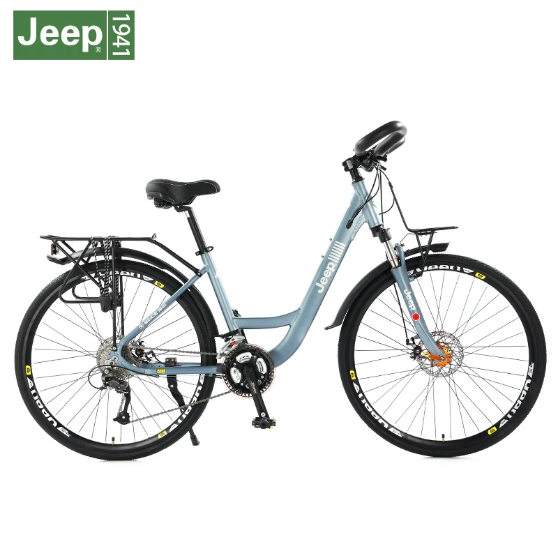 Jeep吉普旅行自行车蝴蝶把铝合金26寸27速双减震男女城市自行车