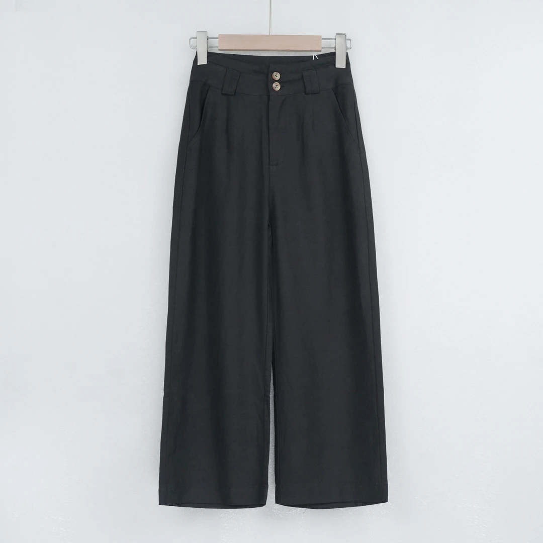 SL1611高腰时尚休闲百搭夏季黑色宽松女裤