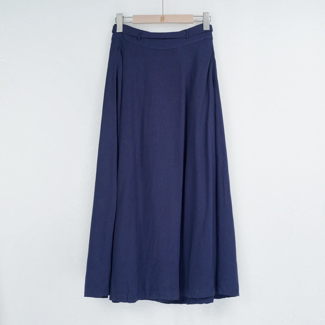 W2069气质蓝色高腰时尚休闲百搭女士夏季半身裙