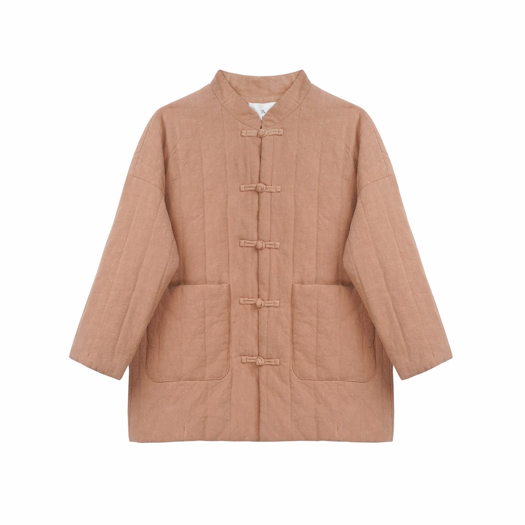 【扶摇】2024冬新款DA1135加棉加厚苎麻新中式小香风棉衣外套复古