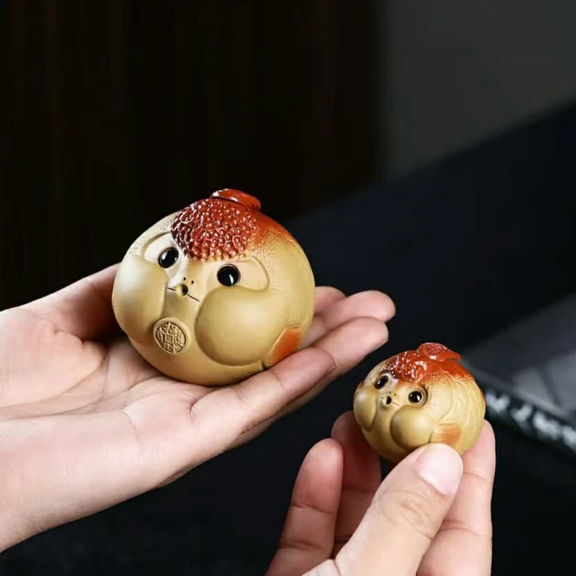 正版吐泡泡小鱼茶宠家居茶道小摆件手工创意茶桌紫砂茶宠上班族