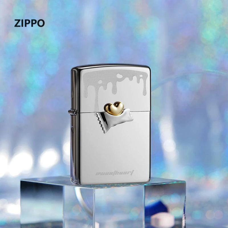 ZIPPO正品打火机糖果甜心银色徽章时尚轻奢男士礼物简约防风