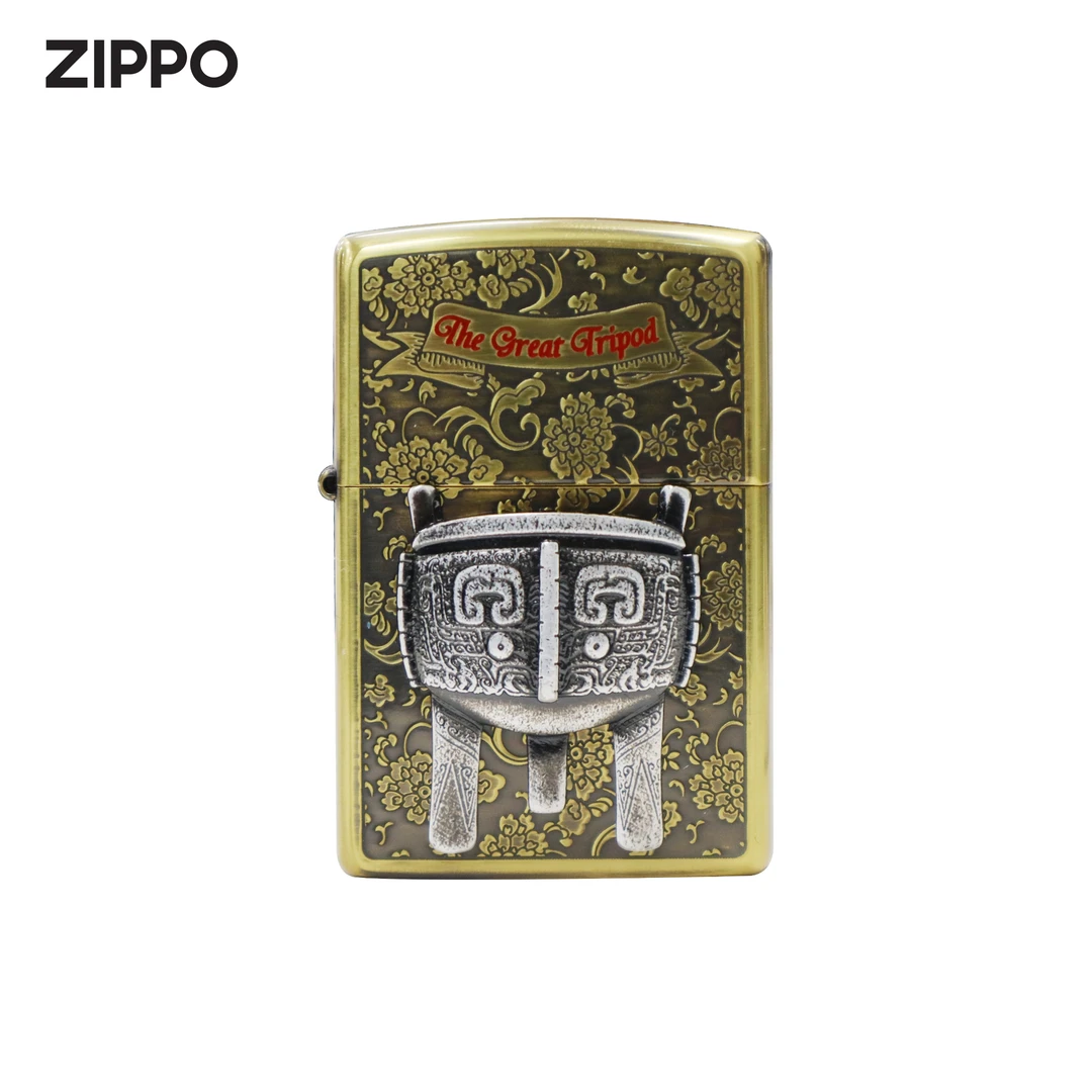 ZIPPO正品打火机旌表功绩金色男士复古立体个性贴章防风常规
