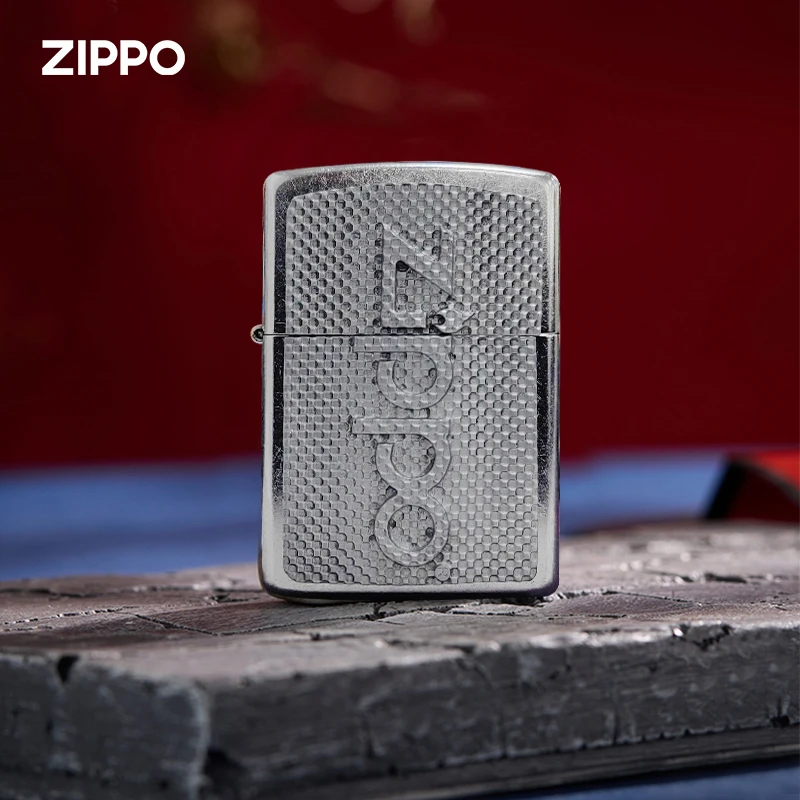 ZIPPO正品打火机Zippo字母男士复古贴章工艺经典个性银色防风