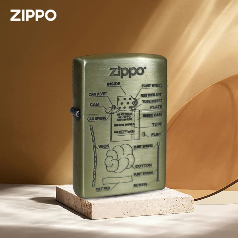 ZIPPO正品打火机解构-金复古简约图案经典个性男士防风常规机
