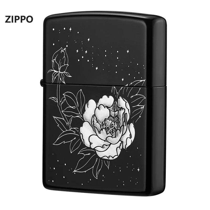 ZIPPO正品打火机惊梦牡丹花纹复古工艺男士礼物经典个性防风