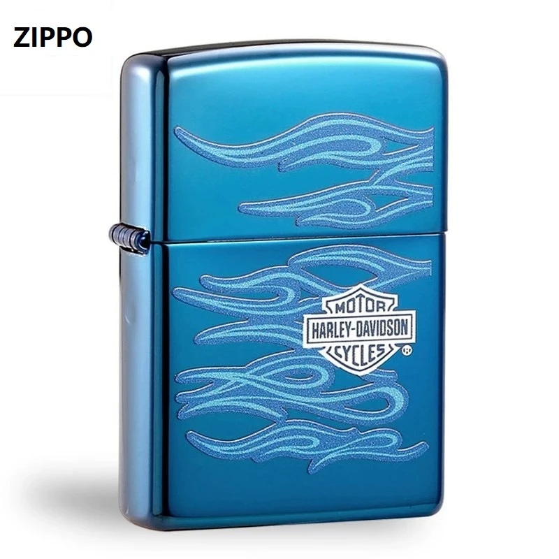 ZIPPO打火机正版 哈雷蓝宝鬼魅 ; 蓝宝、射印蓝冰 男士防风打火机