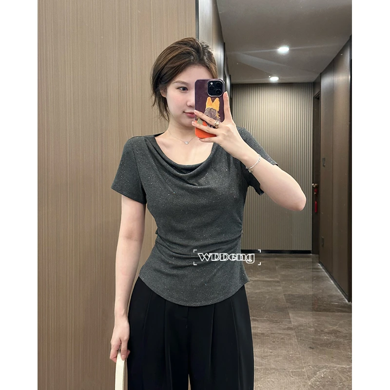 【现货款】王等等【星河】时尚显瘦设计感夏季百搭短袖上衣U224Y04952