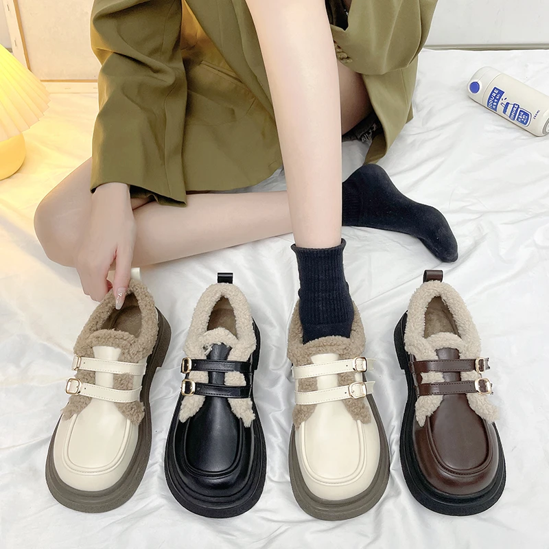 小皮鞋女厚底加绒保暖乐福鞋2022年新款秋冬英伦风日系玛丽珍女鞋