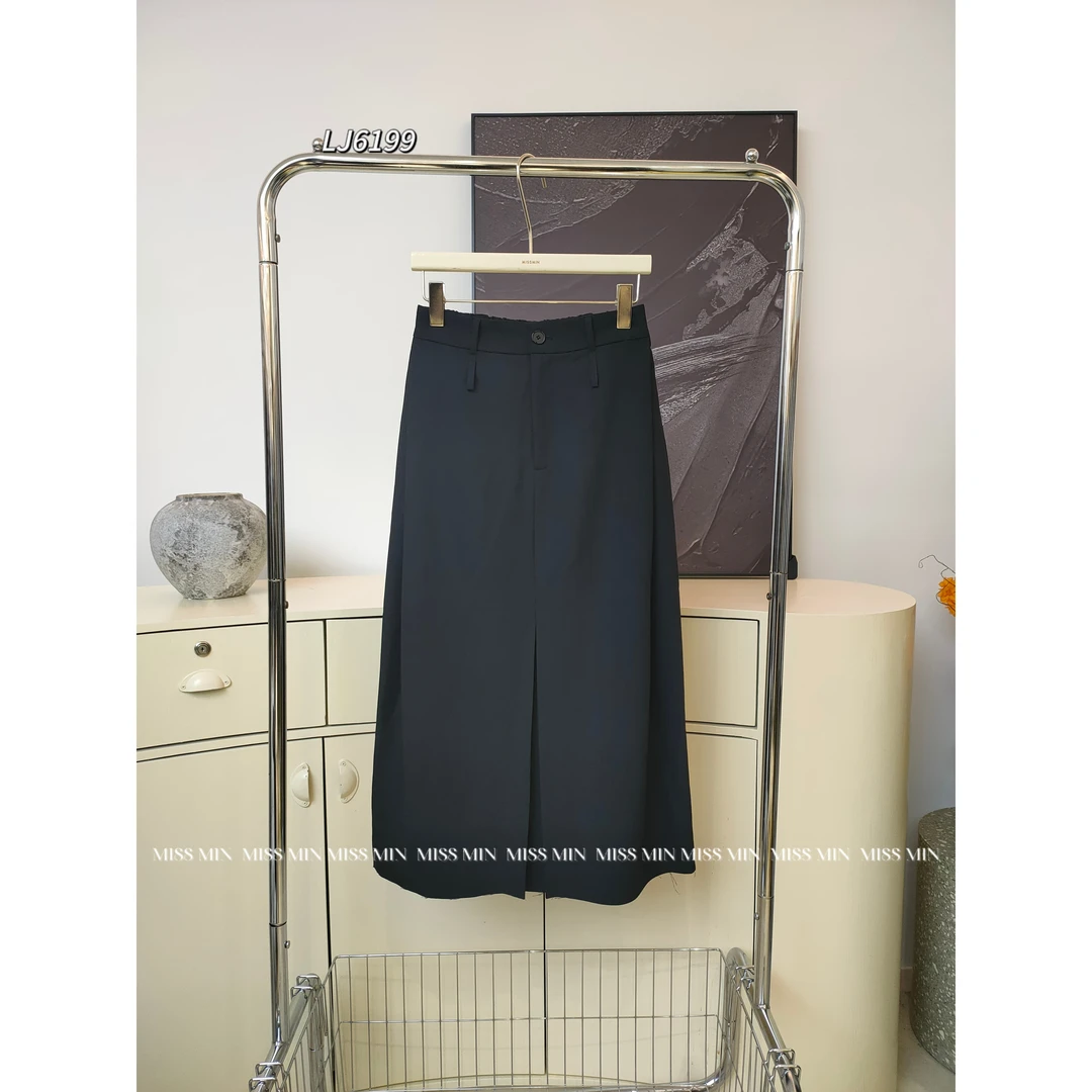 MISS MIN   LJ6199 高品质通勤半身裙显瘦设计感百搭后开叉西装裙
