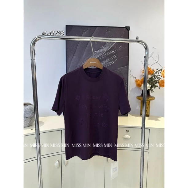 【NO退NO换】LJ2726  设计师款太阳字母刺绣落肩中性T恤