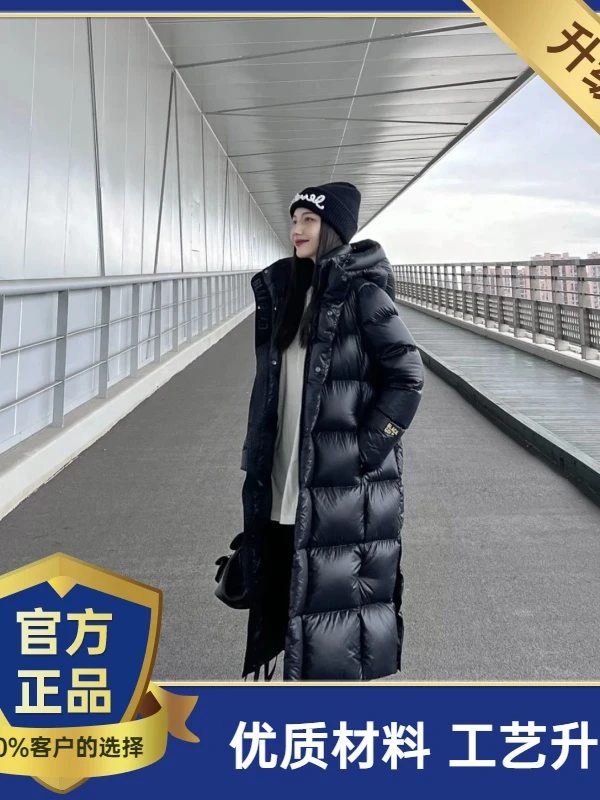 雅鹿黑金羽绒服2024新款白鹅绒加厚连帽面包服韩版高品质长款百搭