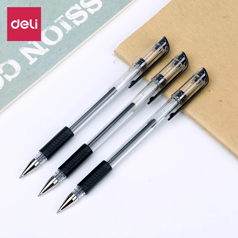 得力12支装6688中性笔0.7mm黑色子弹头水笔办公签字笔碳素笔学生