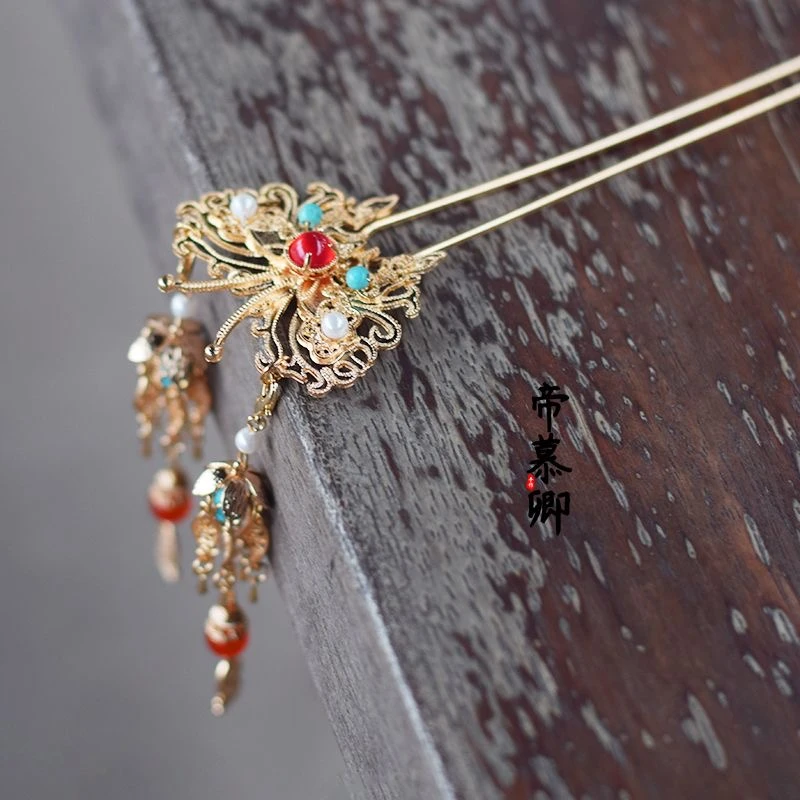 帝慕卿原创 发簪头饰发饰写真服饰古典唐风配饰束发汉服流苏簪子