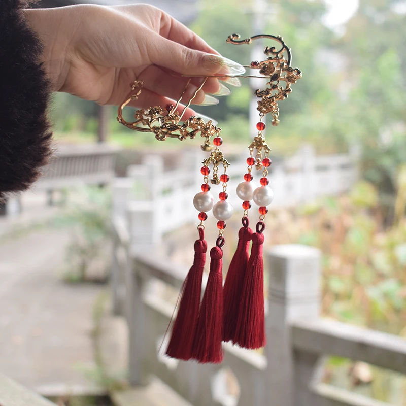 中式国风头饰新娘结婚步摇流苏发簪高级簪子古风发饰汉服隽逸钗