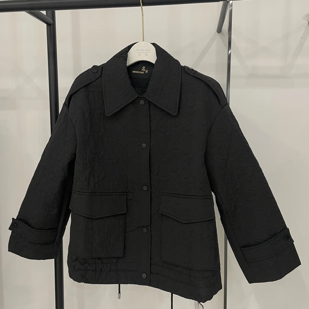 2170都市风衣款压花棉服短外套