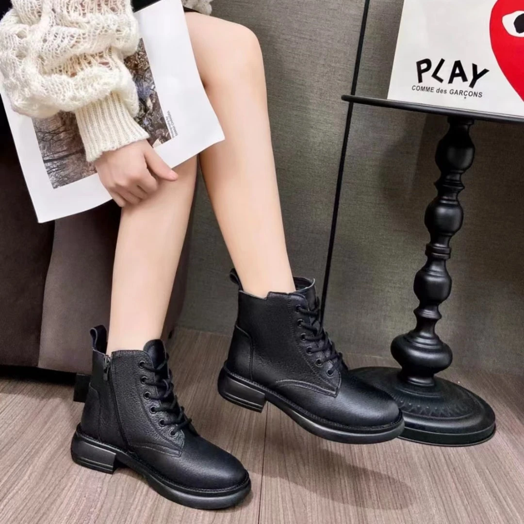 2023秋季新款百搭英伦风复古单里羊鹿皮马丁靴短靴-s2306