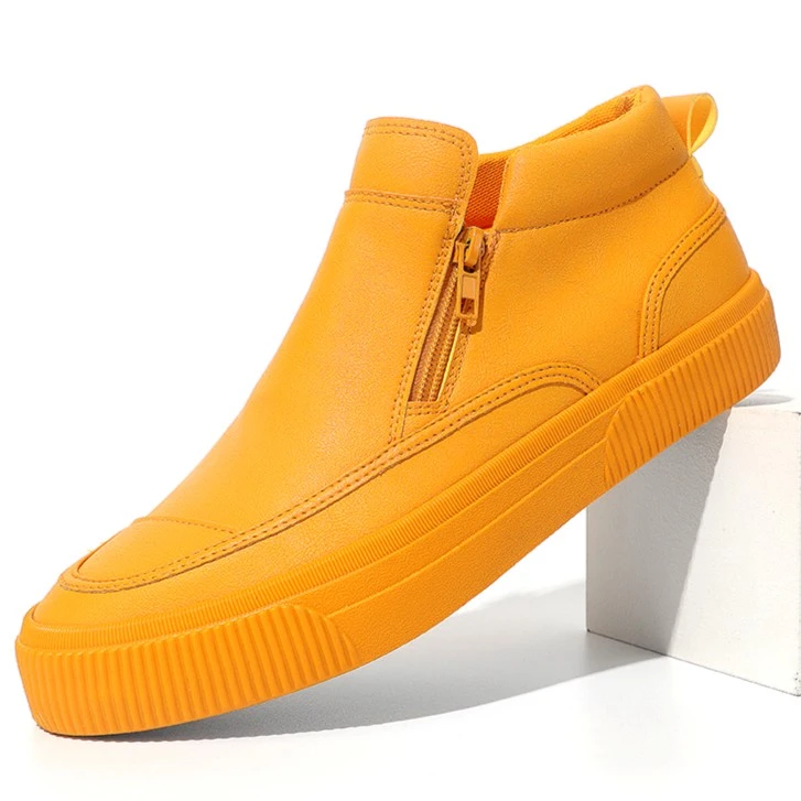 男鞋2022秋季新款男士休闲双拉链皮鞋软底耐磨韩版百搭潮鞋#22409