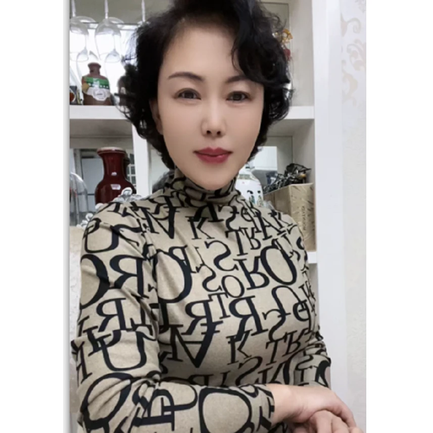 洋气半高领印花打底衫【G气质·百搭】