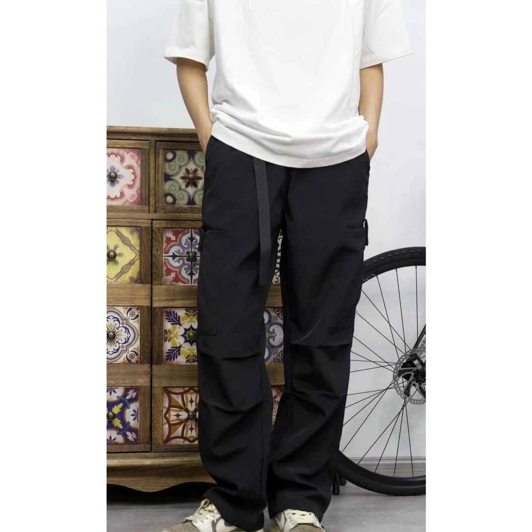 秋季新款美式休闲户外工装裤  轻便速干机能抽绳直筒伞兵裤