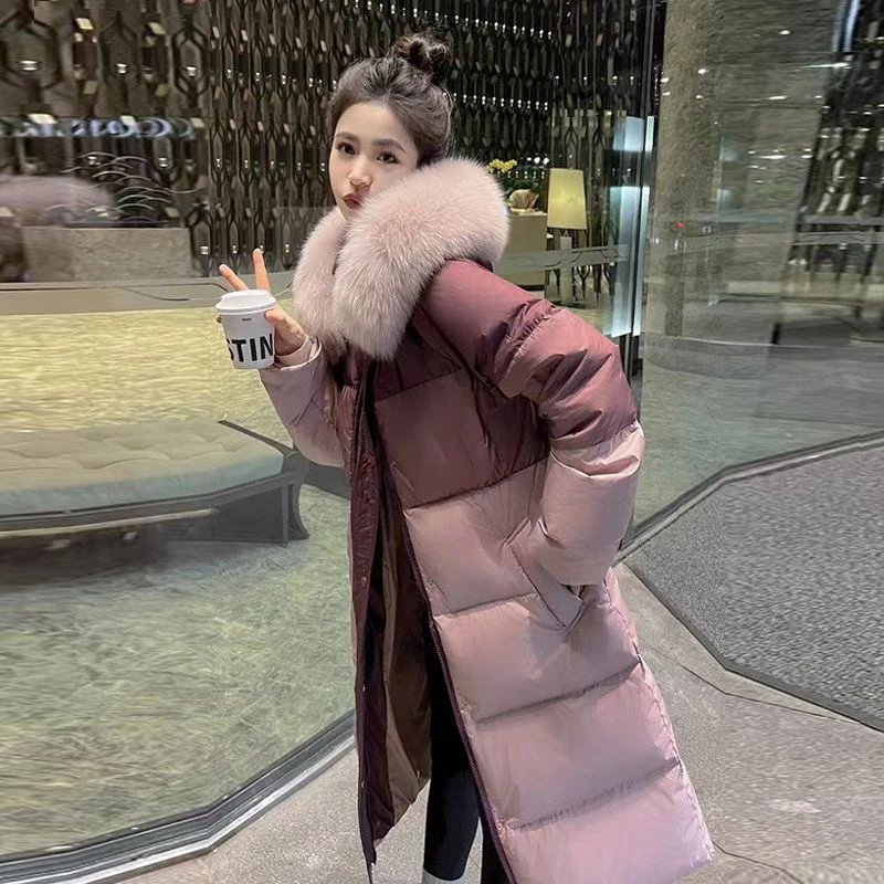 雅鹿大码雅鹿新款90绒大毛领羽绒服女2024年新款爆款洋气中长新款