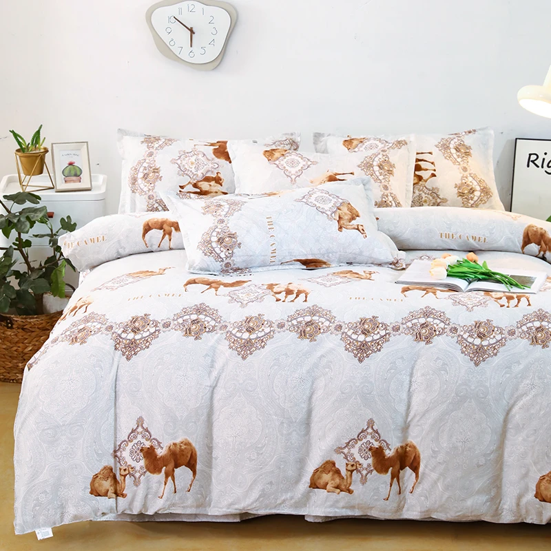 优达猫骆驼被舒适亲肤透气柔软四件套