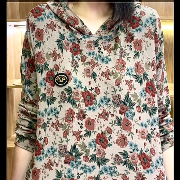 M印花连帽卫衣女秋季新款宽松长袖上衣设计感休闲卫衣外套女