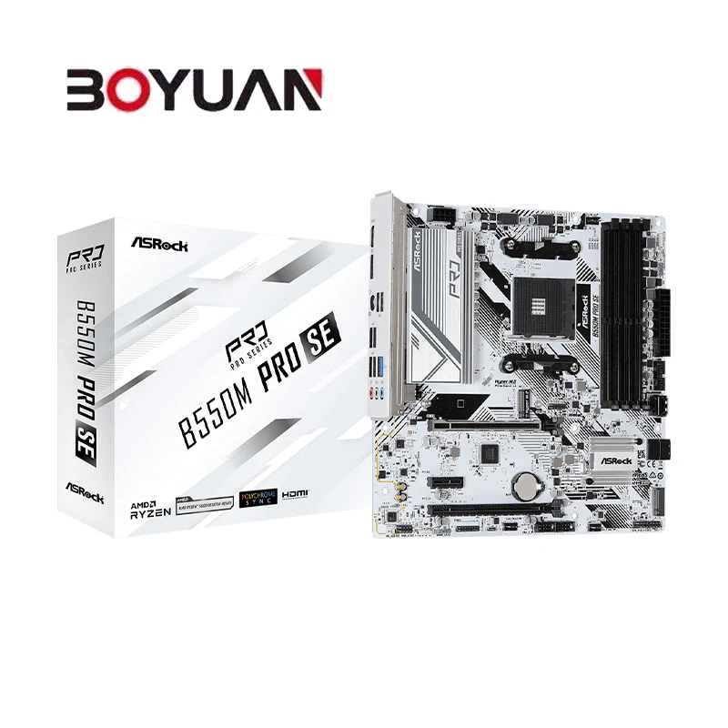 华擎B550M PRO SE AMD PRO565 芯片组 白色 主板