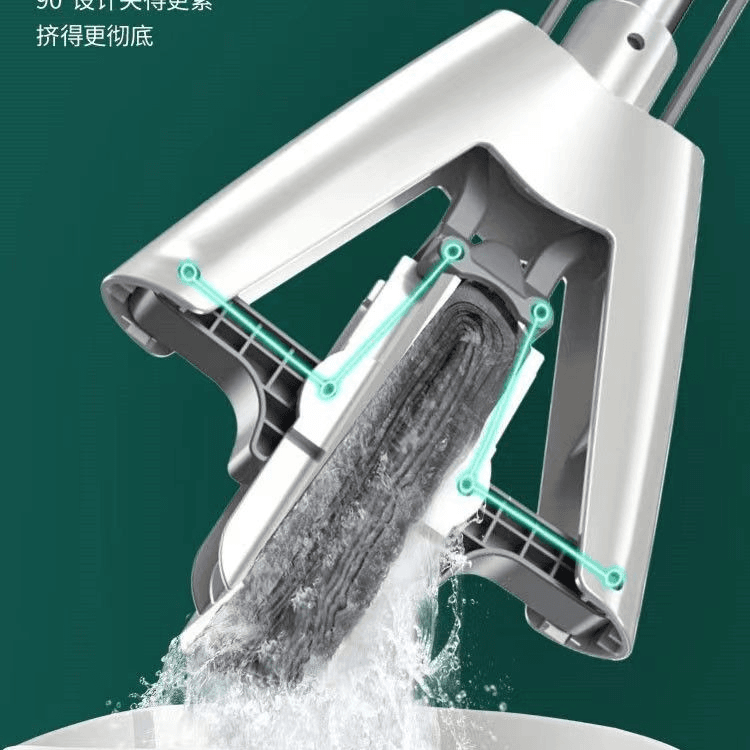 【新款吸水胶棉拖把】不锈钢杆免手洗懒人家用胶棉折叠对折式拖把