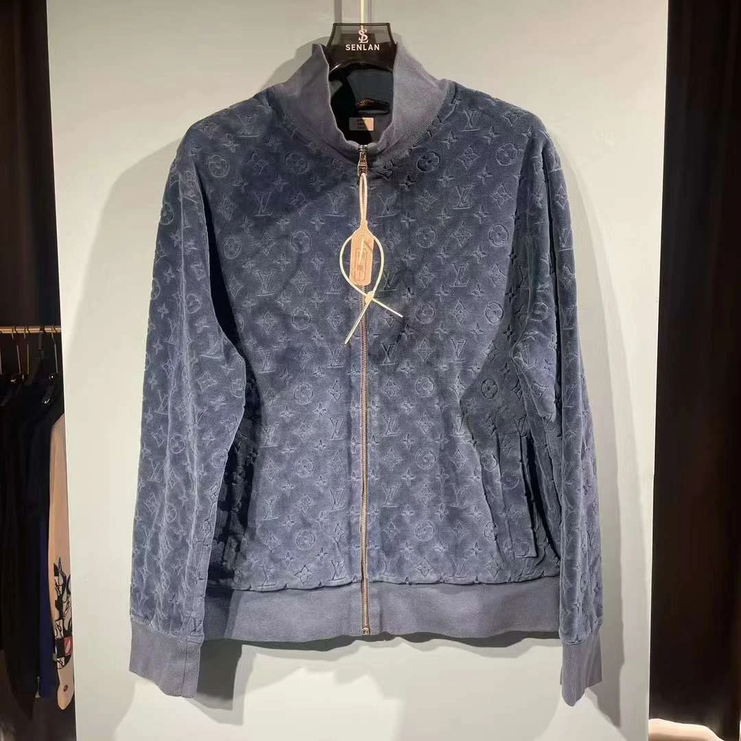 lv 蓝色丝绒老花满logo夹克   Size:Xxl   95新