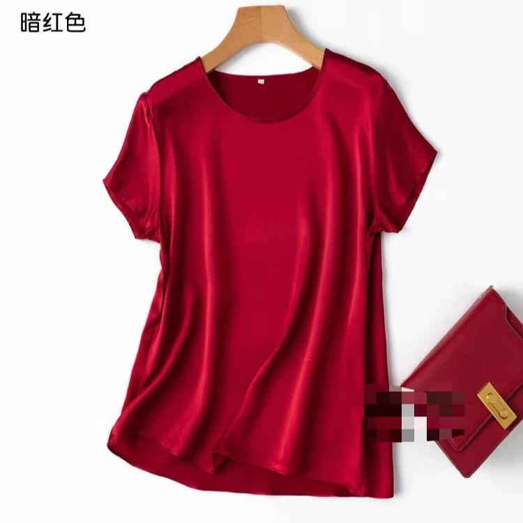 [微瑕]N0退N0换！真丝短袖夏季简约桑蚕丝上衣T恤女款