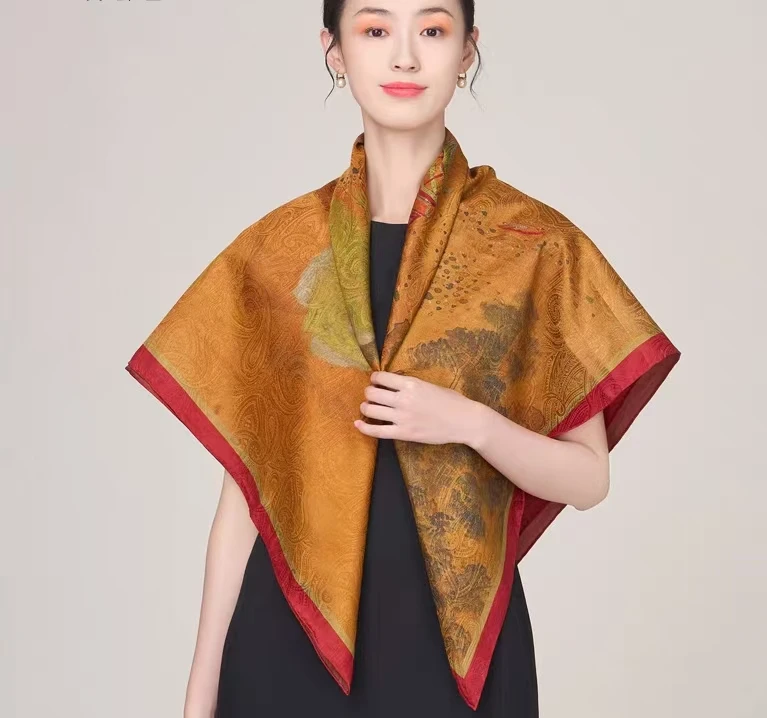[锦蓉]香云重缎丝巾女雍容华贵围巾女丝绸时尚披肩
