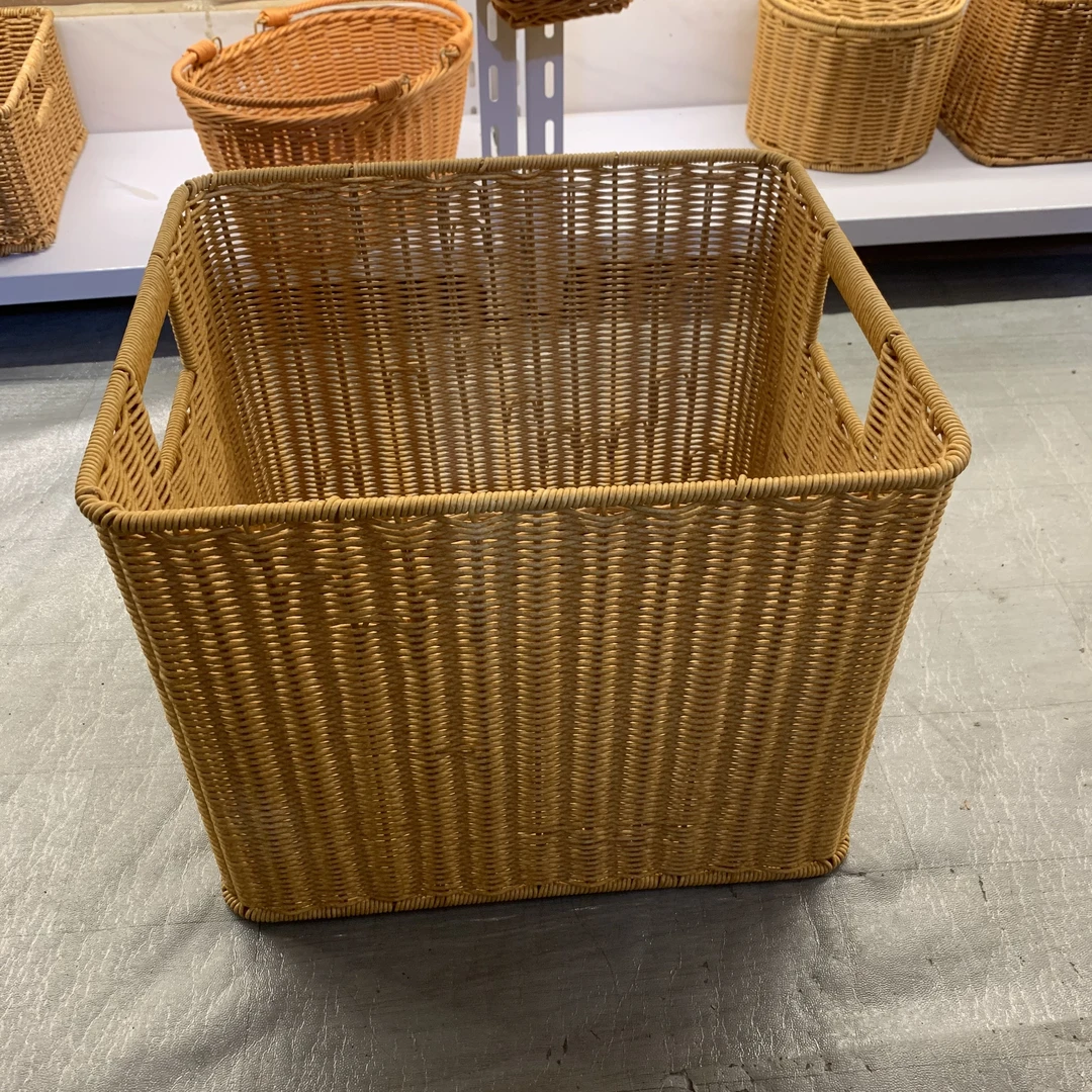 SN05方形日式简约纯手工仿藤编脏衣篮家用衣物收纳卧室储物玩具筐