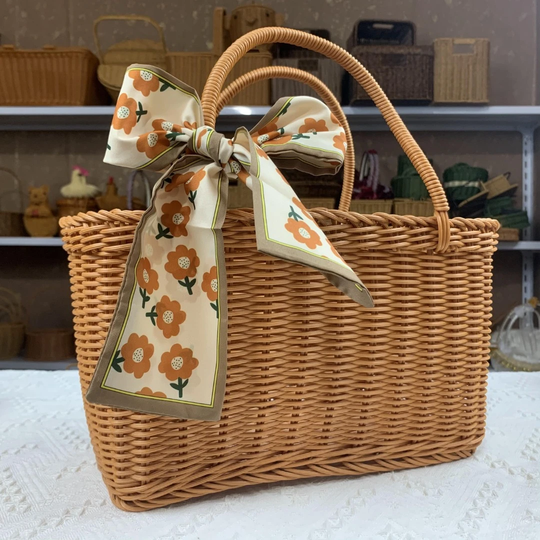 CL10-1大号丝巾手提篮超市购物买菜篮子长34X宽17X高20X全高35cm