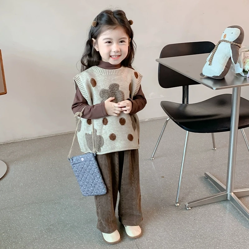 春秋季韩版外穿儿童宝宝马甲秋冬女童洋气小童套头针织马甲打底