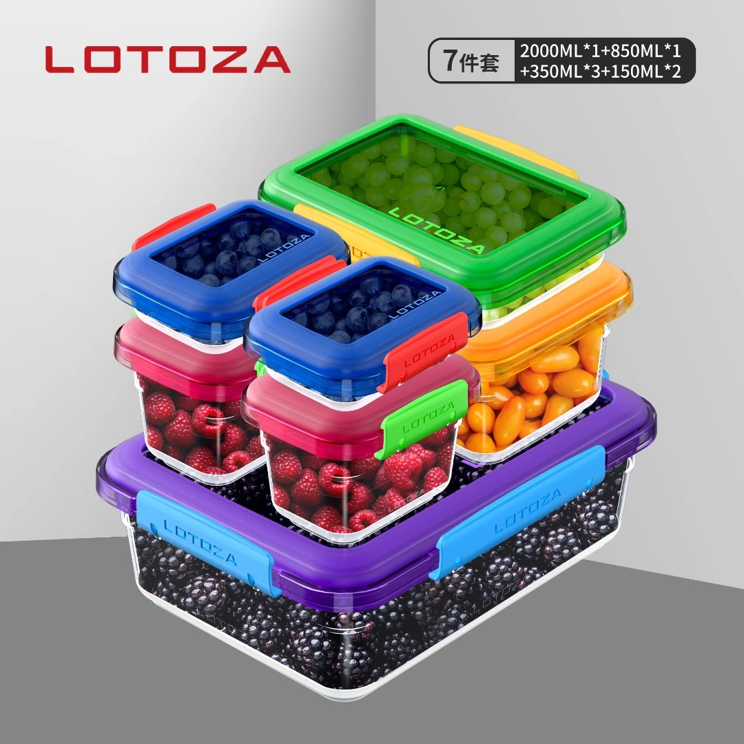 Lotoza/七件套水果保鲜盒便携外出午餐盒食物收纳密封盒