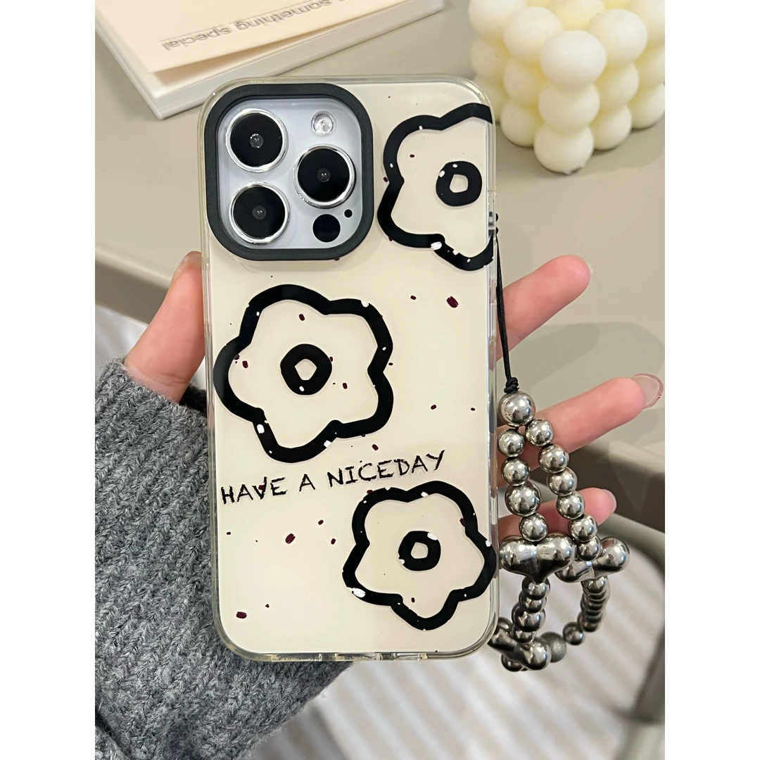 【苹果】ins简约艺术素描三只花朵双层印花手机壳iphone15pro/14/13