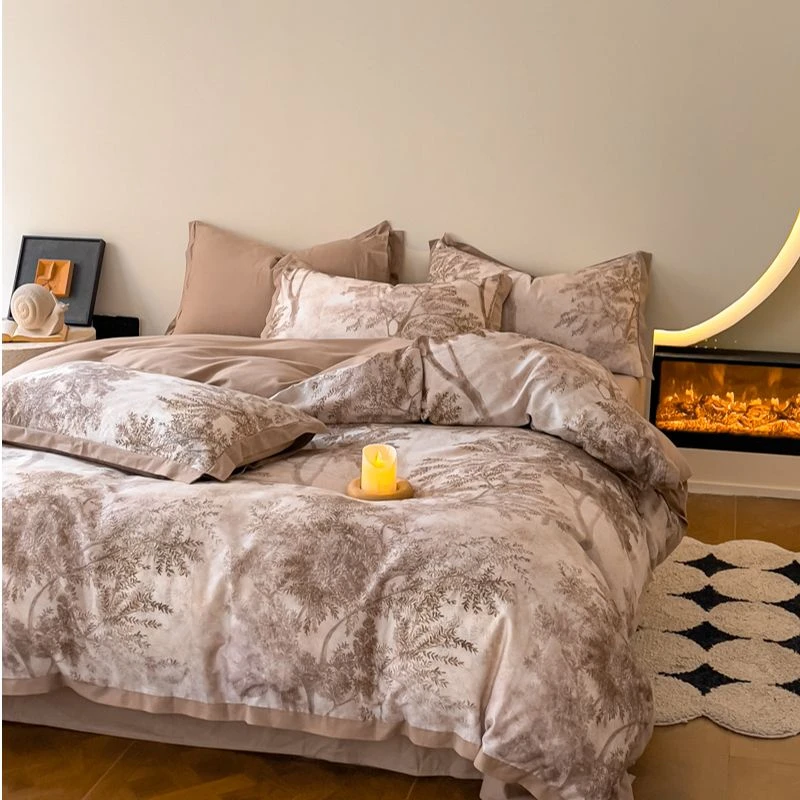 【纤意坊严选】2-卡巴伦美式纯棉磨毛四件套印花被套加厚保暖过冬