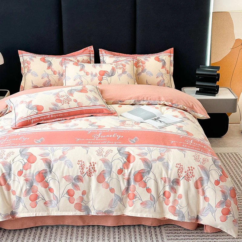 春秋故事【磨毛四件套】全棉纯棉秋冬床单被套床笠加厚保暖床上用品