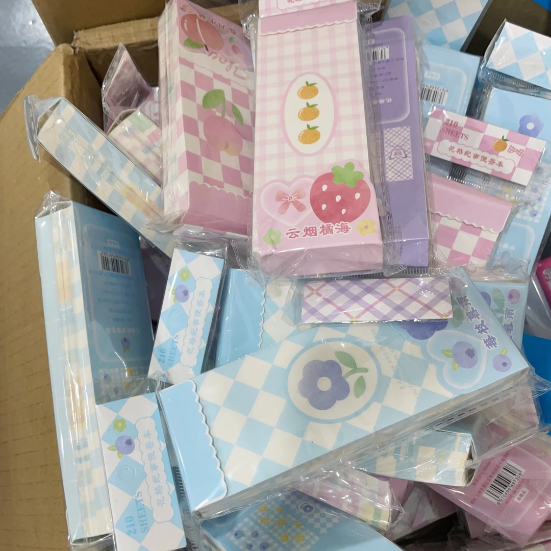 【5本不挑款格子标签】加厚格子彩色上翻便签本