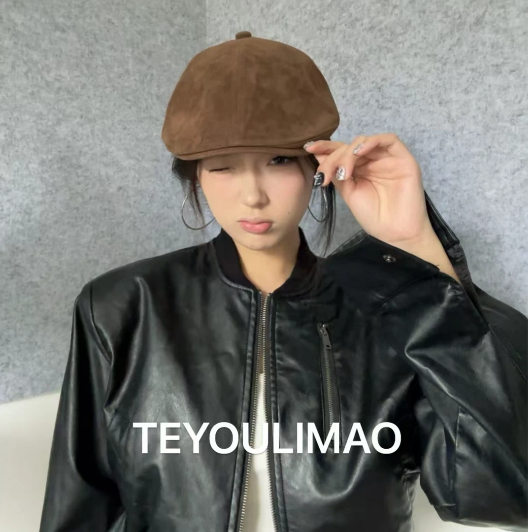 特有礼帽家英伦风复古报童帽新款女纯色百搭简约显脸小贝雷帽女