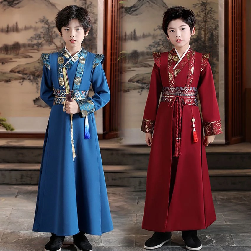 少爷儿童男女书童国学服古装少侠公子装唐装古风中国风演出服套装