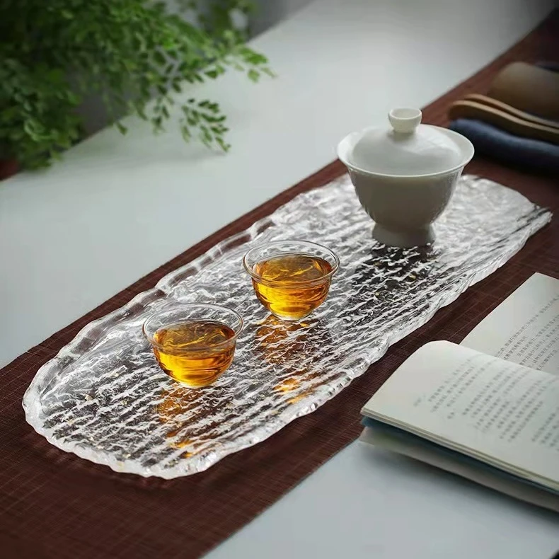 水晶玻璃茶盘简约家用小茶台功夫茶具茶盘桌面专用茶盘干泡台茶道