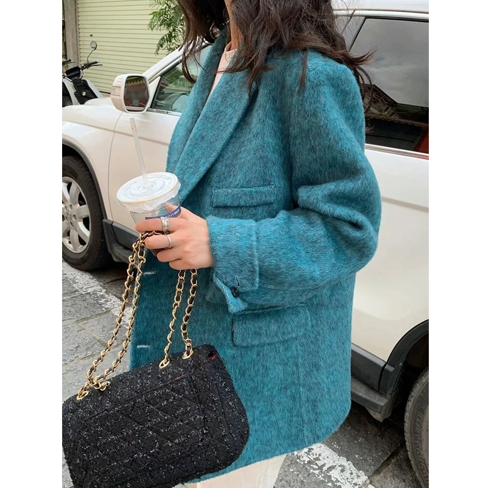 2024定制韩国东大门西服款双面羊毛大衣女显瘦时尚精致羊毛外套