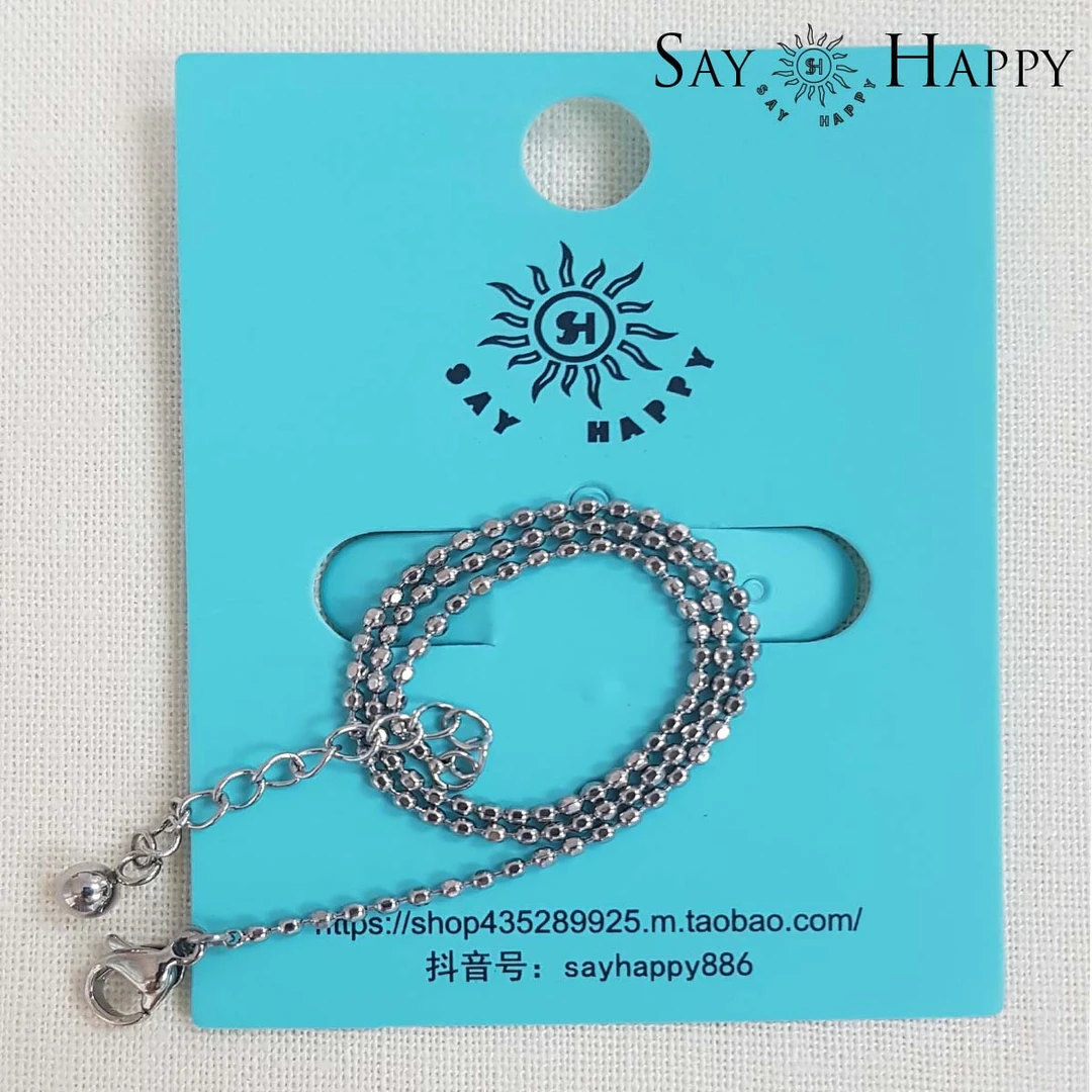钛钢脚链 SAY HAPPY 韩国风简约百搭脚链素链豆豆链